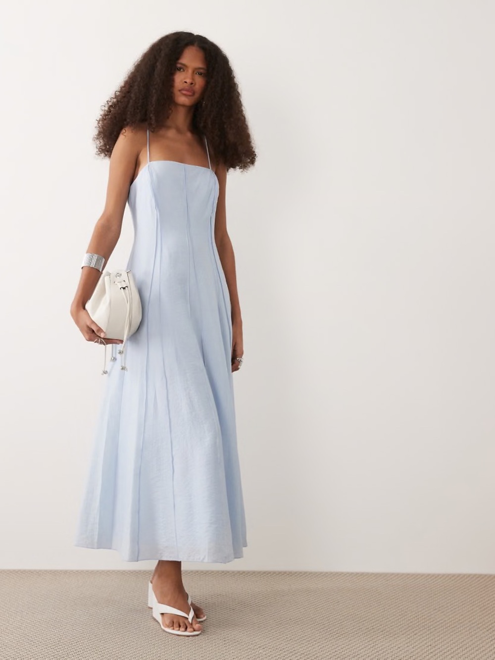 Mango Pale Blue Spaghetti-Strap Maxi Dress
